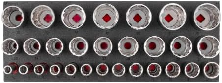 TEKTON 1/2 Inch Drive 12-Point Socket Set, 29-Piece | SHD92807 | Deep, 10 - 38 mm, Foam Organizer