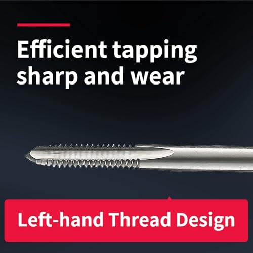 6-32 Left Hand Straight Flute Thread Tap Machine Tap HSS (High Speed Steel) Threading Tapping Repair Tools DRINYOUNG (6-32 Left)