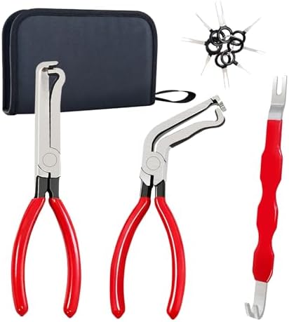 Electrical Disconnect Pliers for Cars: 2026 Upgraded Portable Dual Angled Automotive Connector Separator Tool Set with Bag for Car Terminal and Wiring Harness Removal in Tight Engine Space