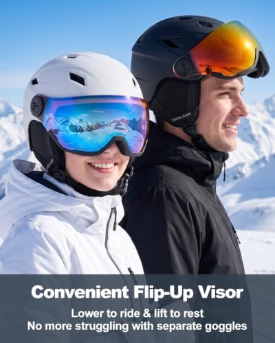 Odoland Ski Helmet with 2-in-1 Visor Goggles, Lightweight for Men Women