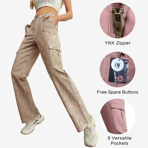 Lepunuo Cargo Pants for Women High Waisted Casual Pants Baggy Stretchy Wide Leg Y2K Streetwear with 6 Pockets