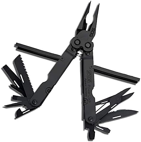 SOG PowerLock Multi-Tool- Compound Leverage Technology with EOD Crimper Device, 420 Stainless Steel Body, 18 Lightweight Specialty Tools (B61N-CP) , Black