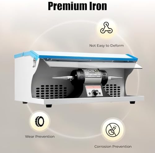 Polishing Buffing Machine, 500W Desktop Jewelry Buffing Machine with Indicator Light and Safety Locks, Infinitely Adjustable Speed Jewelry Buffing Collector, High Speed Low Noise