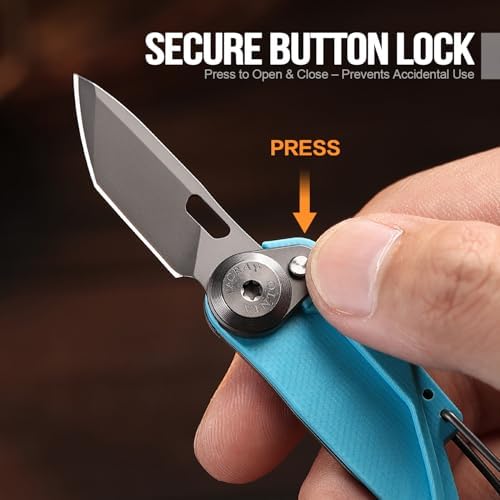 TACRAY Vinto 5-in-1 Keychain Multitool Mini Pocket Knife, 1.5" Blade, Blue