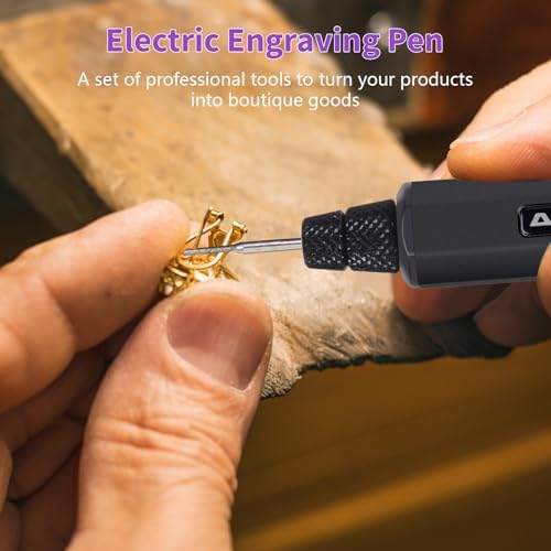 AM ARROWMAX Mini Engraving Pen: Ultimate Cordless Portable Tool for Artists & DIYers - Engrave 50+ Surfaces - Beginner Friendly - Engraving Pen for Bead, Metal, Wood, Glass and Plastic,Black