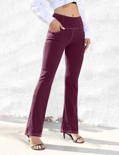 VOOVEEYA Women's Bootcut Leggings - Bootleg Yoga Pants Flare with 4 Pockets