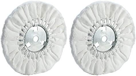 8" Soft Airway Buffing Wheel White Flannel / 5/8'' Arbor Hole/Finish Polish Step for Angle Grinder - 2 PCS