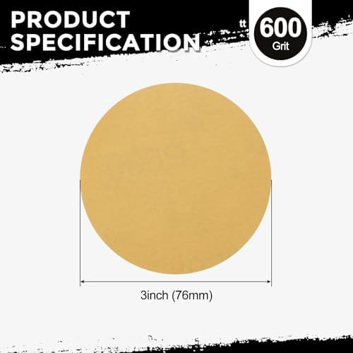 25Pcs Sanding Discs 3In 600Grit Hook and Loop Sandpapers Yellow