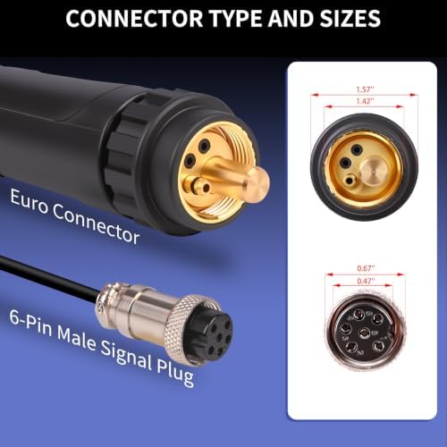 Reboot MIG Welder Spool Gun 10ft LBT150,150Amp MIG Aluminum Welding Torch Works for RBM2500D PRO/RBM2500D MAX (Please verify the model before purchase) Euro Central Connector