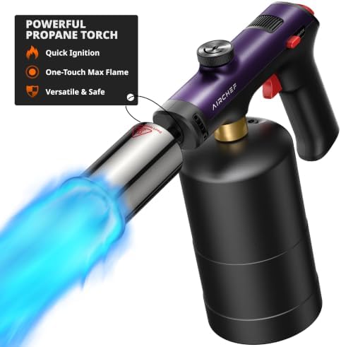 Propane Torch Gun, One-Touch Max Fire, Safety Lock, Royal Purple