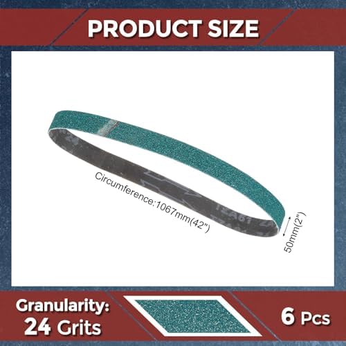 6 Pcs Sanding Belts 2 x 42 Inch 24 Grit Zirconia