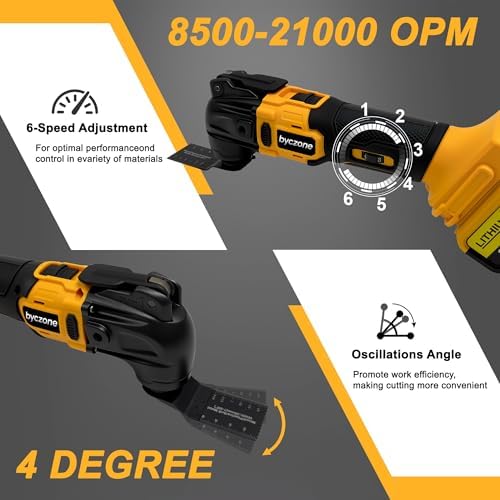 Oscillating Multi Tools for DeWalt 20V Max Battery, Cordless Multitool with 6 Variable Speed 8,500-21,000 RPM, 23PCS Sanding and Cutting Oscillating Tool [Tool Only]