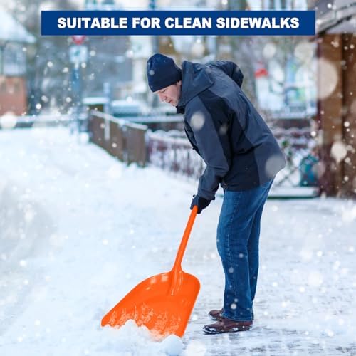 Frienda 3 Pcs Plastic Snow Shovel Large Scoop Shovel, Orange