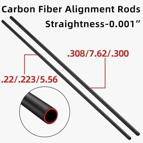 2 Pack Carbon Fiber Suppressor Alignment Rods for .22/.223/5.56 and .308/7.62/.300, Bore Alignment Rods with Protective Case, 0.001" Straightness