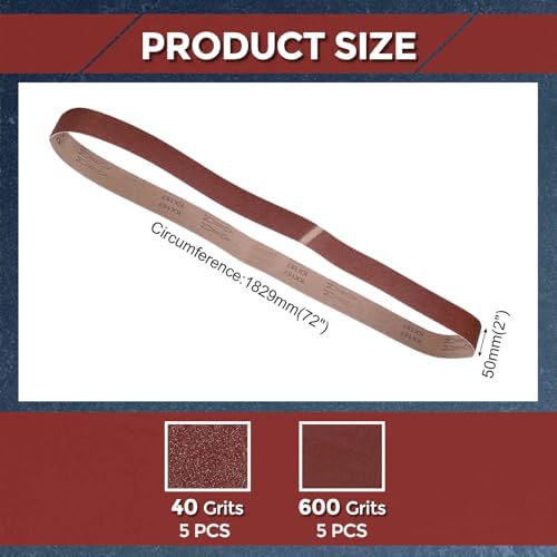 10 Pcs Sanding Belts, 2 x 82 Inch 40/1000 Grit