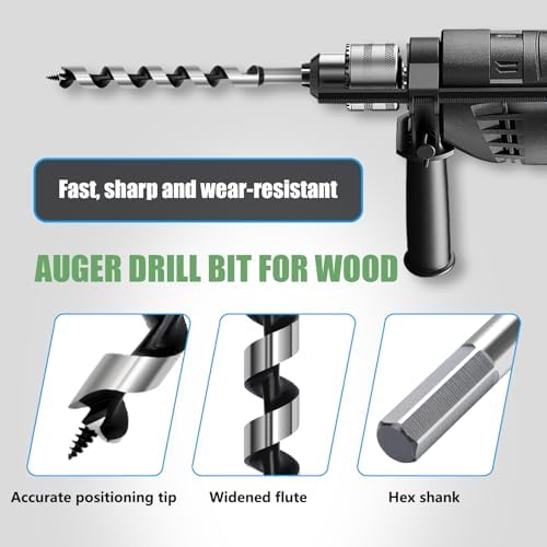 7/8 x 23.6 Auger Drill Bit for Wood,22x600mm Hex Shank Ship Auger Bit