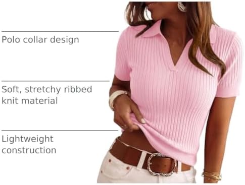 PRETTYGARDEN Women's Short Sleeve Sweater Polo Shirts