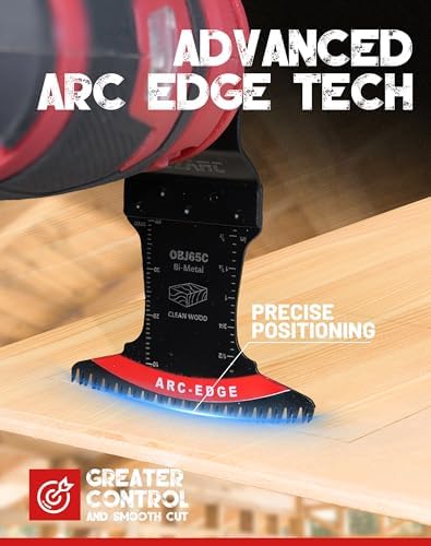 EZARC Bi-Metal Arc Edge Oscillating Tool Blade, 2-9/16" Extra-Wide Japanese Teeth Oscillating Saw Blades for Clean Cuts in Hard Wood & Plastic, Universal Fit Multitool Blades, 3-Pack