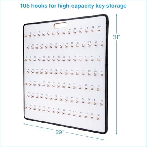 SSWBasics Key Board with Self-Closing Tabs - 105 Hooks - 29" W x 31" L