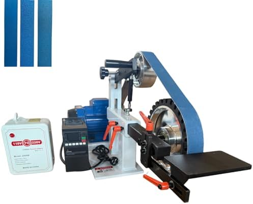 Belt Grinder Sander with VFD，2x72-inch 1500W 2HP Variable Speed Control Belt Sander with 3 Sets Grinding Tools and 3 Zirconia corundum Sanding Belts for Metalworking, Knife Making