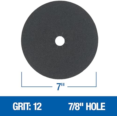 Mercer Industries 408012 Floor Sanding Disc, Silicon Carbide, Cloth Back, 7" x 7/8" Hole, Grit 12X, 50 Pack