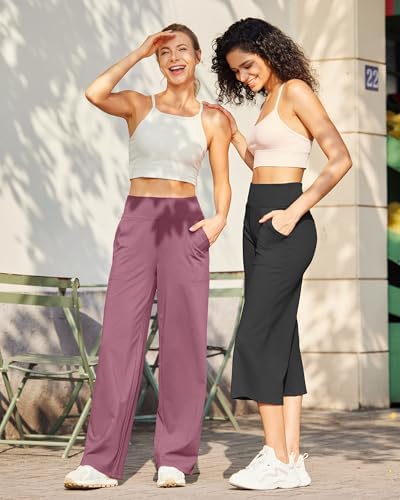 G4Free Yoga Pants for Women Wide Leg Pants with Pockets High Waisted