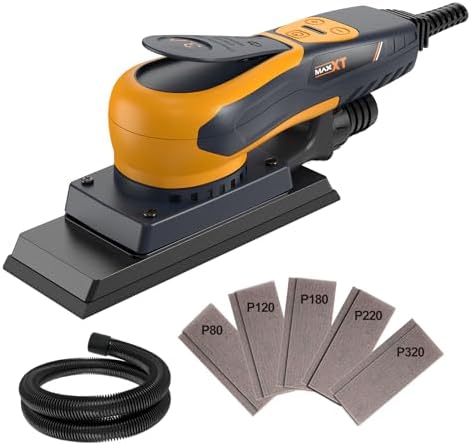 Sheet Sander, MAXXT 350W Brushless Sheet Orbital Finishing Sander with 4,000-10,000rpm,Low Vibration Electric Palm Sander for Efficient Woodworking, Tight Spaces Sanding, and Polishing