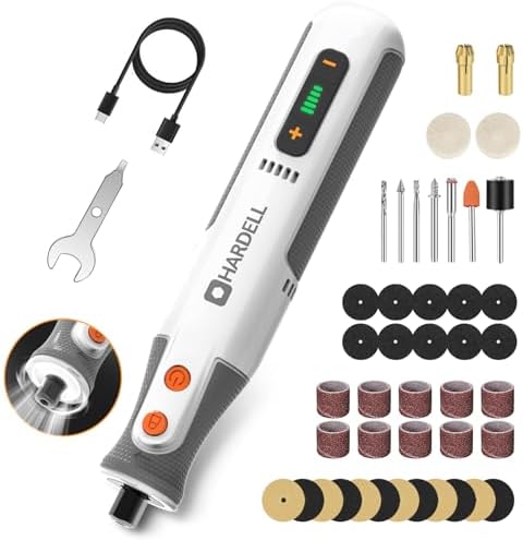 HARDELL 8V Cordless Rotary Tool Kit, 5‑Speed, 42 Accessories, 28000RPM