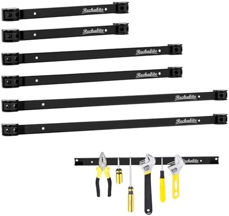 12" 18" 24" Magnetic Tool Holder Strip, Black Magnet Bar, Metal Tool Organizer Rack for Garage Organization, Easy To Install in Workshop, Mounting Screws Included