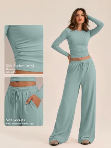 Trendy Queen Women's 2 Piece 2026 Fall Fashion Lounge Set with Pockets