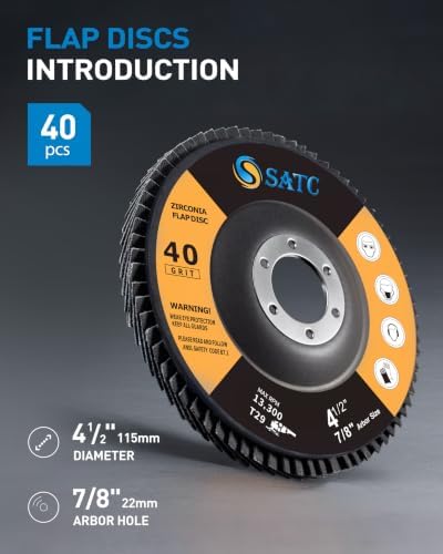 S SATC 40 PCS Flap Discs 4 1/2 for Angle Grinder 40/60/80/120 Grit High-Performance Abrasive Grinding Wheels for Metal Wood Stainless Steel Type 29