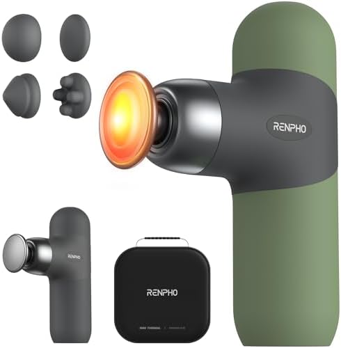 RENPHO Mini Thermal Massage Gun with Heat, Color Silicone Casing, 4 Speeds