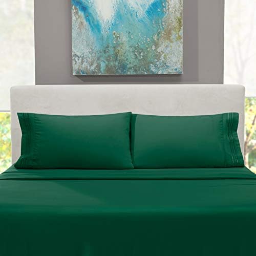 Hearth & Harbor Cal King Size Sheets - 4 Piece Bed Sheet Set, Hotel Luxury Double Brushed Bed Sheets - Extra Soft Bedding Sheets & Pillowcases, California King, Hunter Green