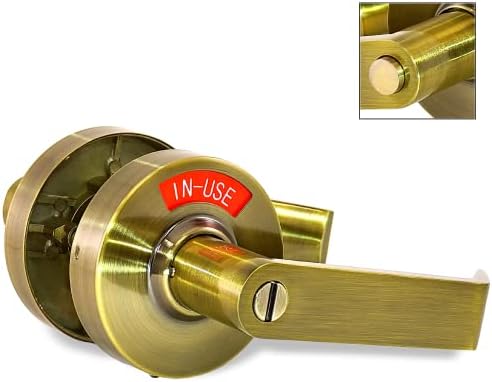 VIZILOK ADA Compliant Indicator Privacy Lock C5FB-R Durable ANSI GRADE2 comp Commercial Right Handed Non Reversible in-USE or Vacant Indicator Push Button Lever - Antique Brass