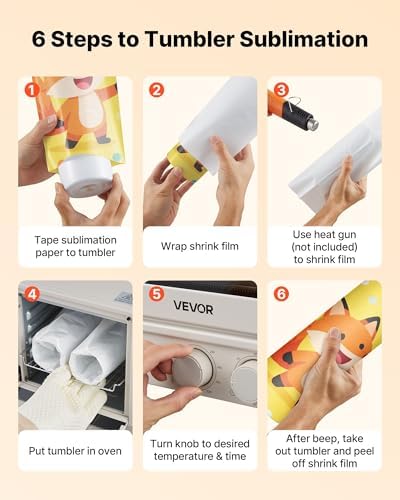 VEVOR Sublimation Oven Machine, 13 Qt, Fits 20oz Tumblers, with 50 Shrink Films, 1 Tape and 2 Heat Gloves, Oven for Sublimation Blank Tumblers, Mugs, Bowls, Off-White