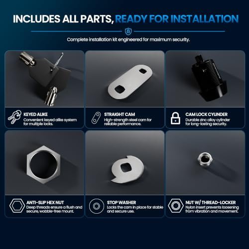 5/8" Tubular Cam Locks (90° Black, 5-Pack) RV Toolbox Cabinet Replacement