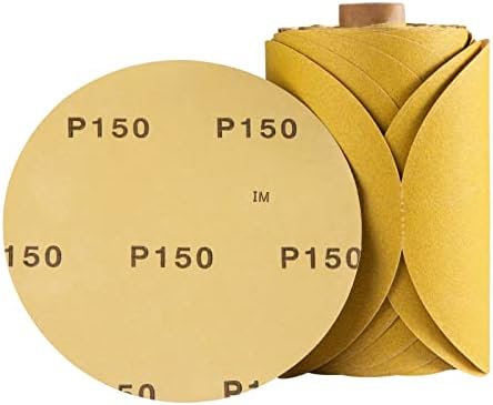 100 PCS 6 Inch 150 Grit PSA Sandpaper Roll Round Sanding Discs Aluminum Oxide DA Sandpaper Discs with Adhesive Back Self Stick Sand Paper