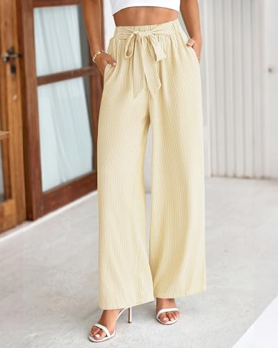 BTFBM Striped Palazzo Pants for Women Fall 2026 Wide Leg Dress Work Pants