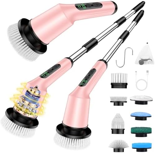 Electric Spin Scrubber for Bathroom, Shower Scrubber with Long Handle
