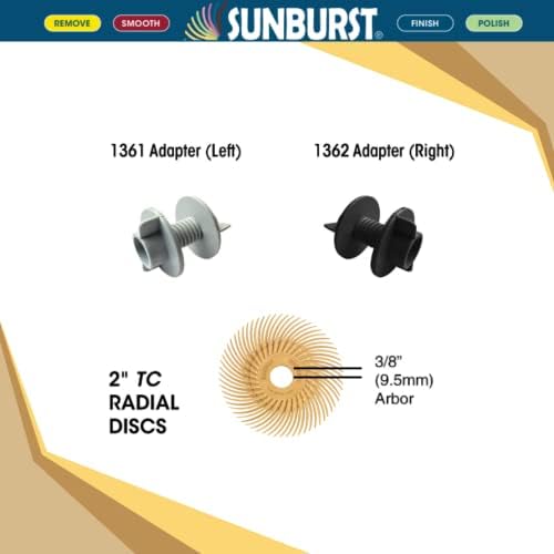 Dedeco Sunburst Radial Bristle Discs 12-Pack - 2" Curved - 3/8" Arbor - Peach 2500 Grit (Extra-Fine, 6 Micron) - Aluminum Oxide for Polishing & Finishing