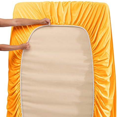Hearth & Harbor Full XL Size Sheets - 4 Piece Bed Sheet Set, Hotel Luxury Double Brushed Bed Sheets - Extra Soft Bedding Sheets & Pillowcases, Full XL, Yellow