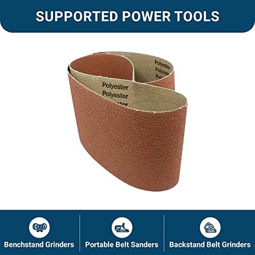 Benchmark Abrasives 6" x 48" Ceramic Sharpening Sanding Belts for Grinding Deburring Polishing Rust Removal on Metal, Stainless Steel, and Carbon Steel, Use with Belt Disc Sander (2 Pack) - 36 Grit