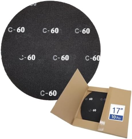 HUAALIUCHE 17" Sanding Screen Discs - Mesh Floor Sanding Screen - Black Silicon Carbide - for Wood Floors (10 Pack, 60 Grit)