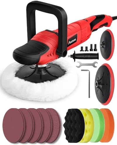 AVID POWER Car Rotary Buffer Polisher Waxer 1200W 6 Speeds, 4*6” Polish Pad