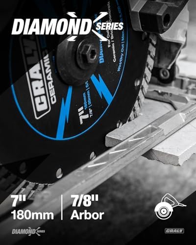CRALY 7 Inch Super Thin Turbo Diamond Blade, 7/8 in Arbor, 7'' Diamond Stone Blade for Angle Grinder & Circular Saw, Diamond Cutting Wheel for Cutting Granite, Concrete, Brick, Marble, Masonry