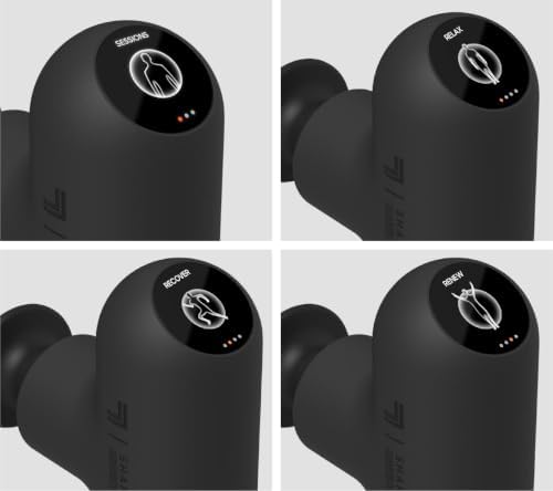 Sharper Image PowerBoost Reach Massage Gun| Guided Massage Program| iOS Android Apple Watch App| Hot + Cold Therapy| Touchscreen| Extension Handle| Deep Tissue Percussion Massager| Gifts for Men Women