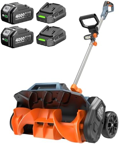 40V Electric Snow Shovel, 16 Inch Brushless Cordless Snow Blower with Wheel
