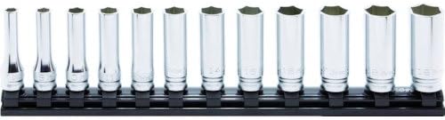 Ko-ken RS3300MZ/12 3/8 Sq. Dr. 12 Pc Z-Series Socket Set 7-19mm | Z-Series 12-piece 6-point metric socket set covering 7mm to 19mm with 300mm storage rail.
