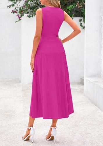PRETTYGARDEN Women's Summer Pleated Midi Work Dress