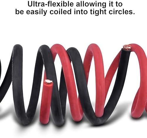 iGreely 6 Gauge 6 AWG Wire 10 Feet Black + 10 Feet Red Ultra Flexible Welding Battery Pure Copper Cable + 5pcs of 5/16" & 5pcs 3/8" Copper Cable Lug Terminal Connectors+Heat Shrink Tubing